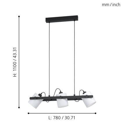 Eglo - Lestenec na vrvici 3xE27/28W/230V