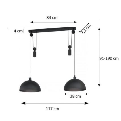 Eglo - Lestenec na vrvici 2xE27/40W/230V