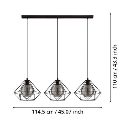 Eglo - Lestenec na vrvici 3xE27/40W/230V