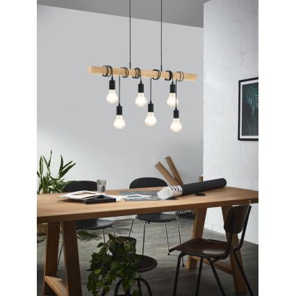 Eglo - Lestenec na vrvici TOWNSHEND 6xE27/60W/230V - FSC certifikat