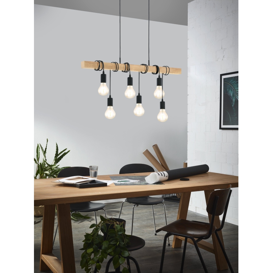 Eglo - Lestenec na vrvici TOWNSHEND 6xE27/60W/230V - FSC certifikat