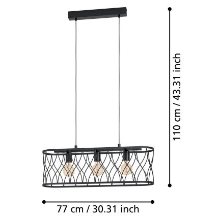 Eglo - Lestenec na vrvici 3xE27/40W/230V