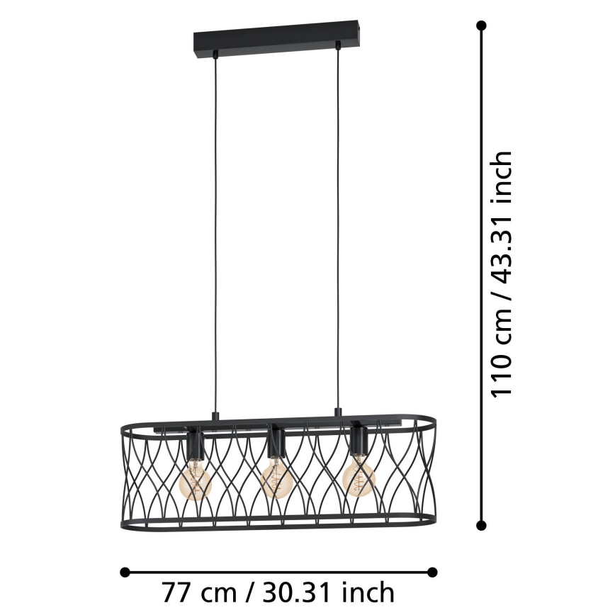 Eglo - Lestenec na vrvici 3xE27/40W/230V