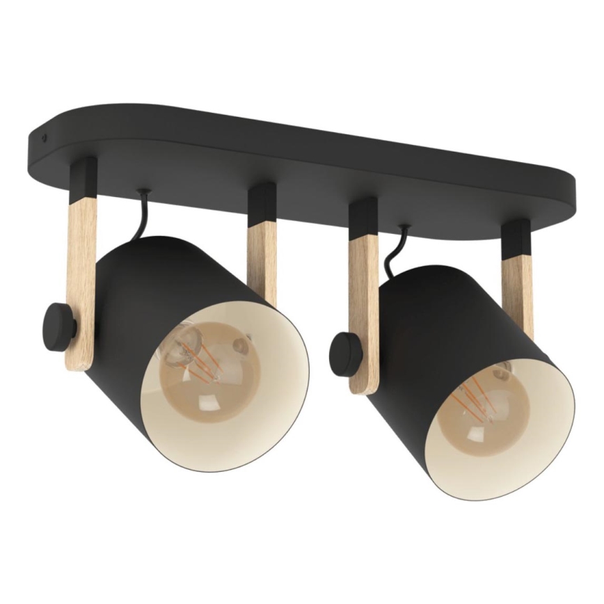 Eglo 43557 - Smerna svetilka HORNWOOD 2xE27/28W/230V črna