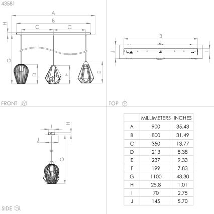 Eglo - Lestenec na vrvici 3xE27/40W/230V