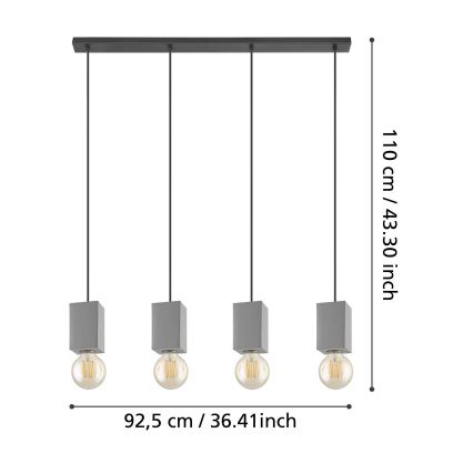 Eglo - Lestenec na vrvici 4xE27/40W/230V