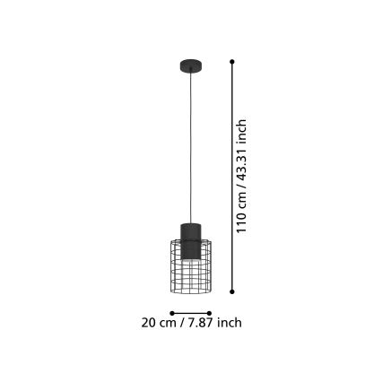 Eglo - Lestenec na vrvici 1xE27/40W/230V pr. 20 cm črn