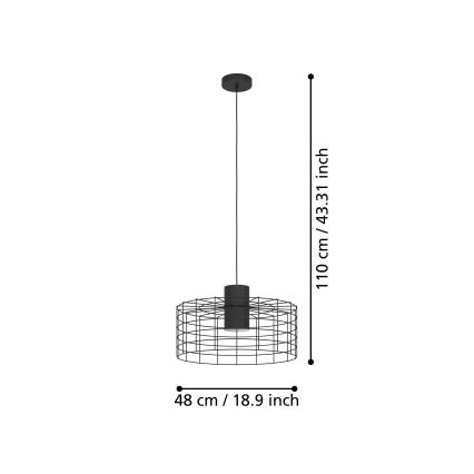 Eglo - Lestenec na vrvici 1xE27/40W/230V pr. 48 cm črn