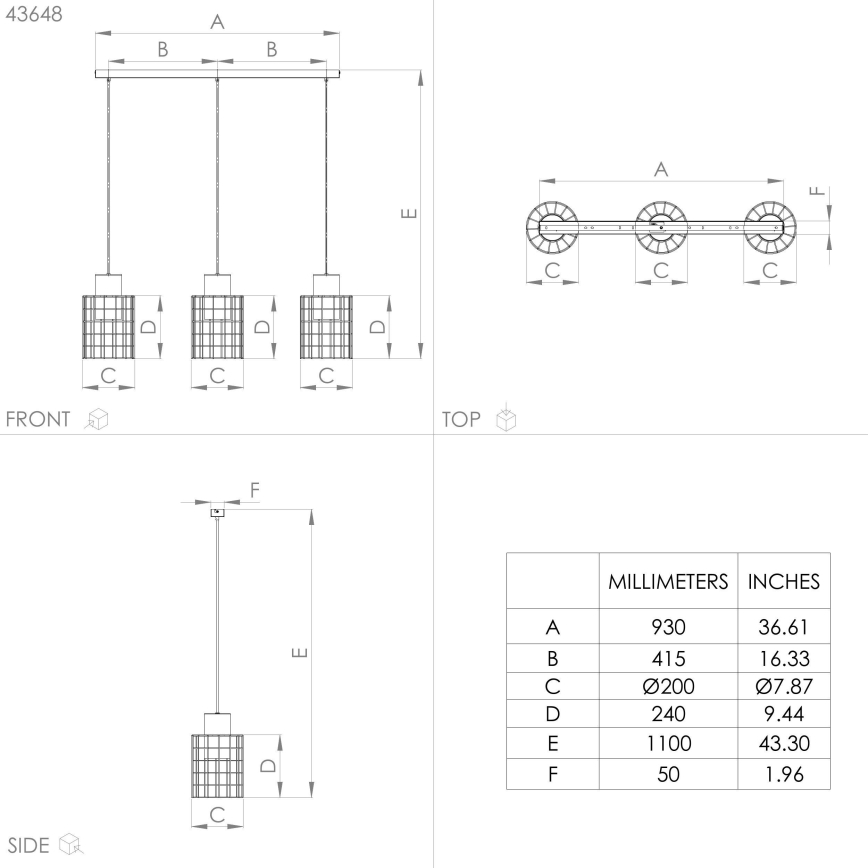 Eglo - Lestenec na vrvici 3xE27/40W/230V srebrn