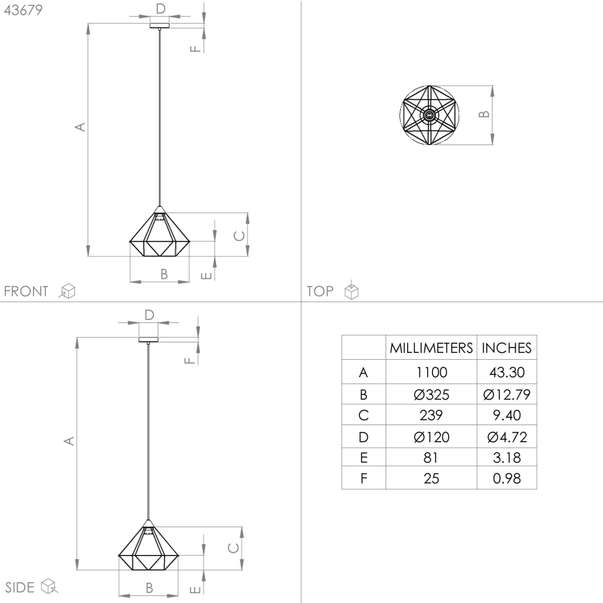 Eglo - Lestenec na vrvici 1xE27/60W/230V pr. 32,5 cm