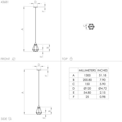 Eglo - Lestenec na vrvici 1xE27/60W/230V pr. 17,5 cm