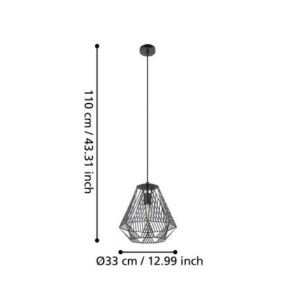 Eglo - Lestenec na vrvici 1xE27/40W/230V črn