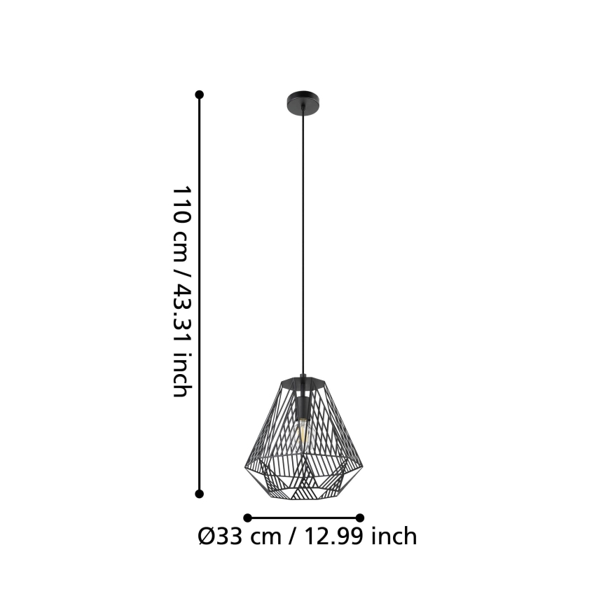 Eglo - Lestenec na vrvici 1xE27/40W/230V črn