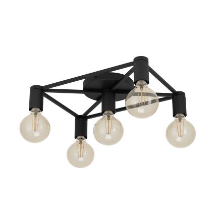 Eglo - Stropna svetilka 5xE27/40W/230V črna