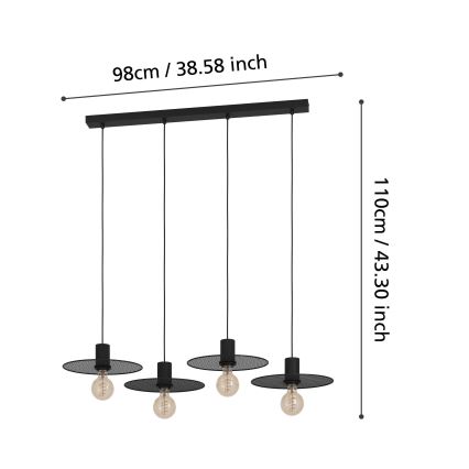Eglo - Lestenec na vrvici 4xE27/40W/230V