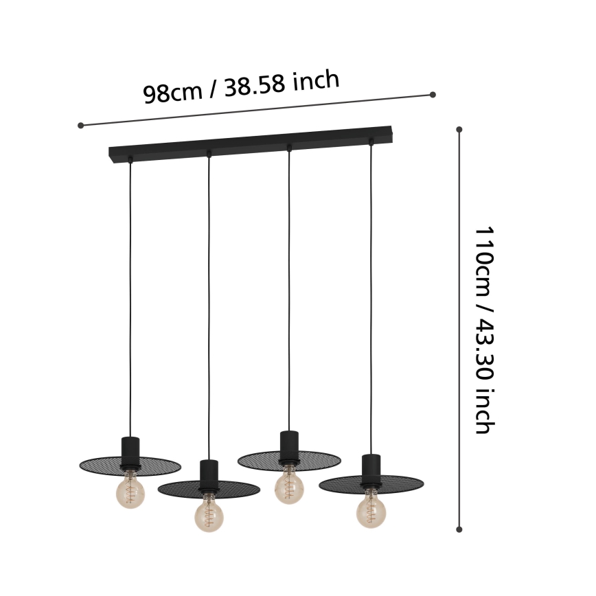 Eglo - Lestenec na vrvici 4xE27/40W/230V