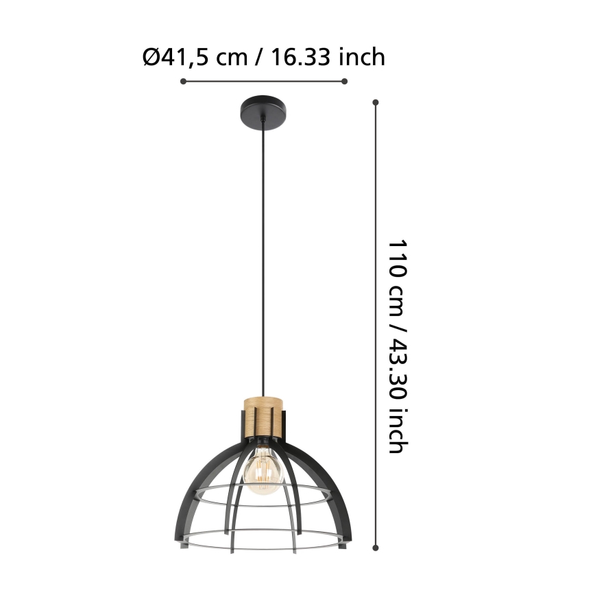 Eglo - Lestenec na vrvici 1xE27/40W/230V črna