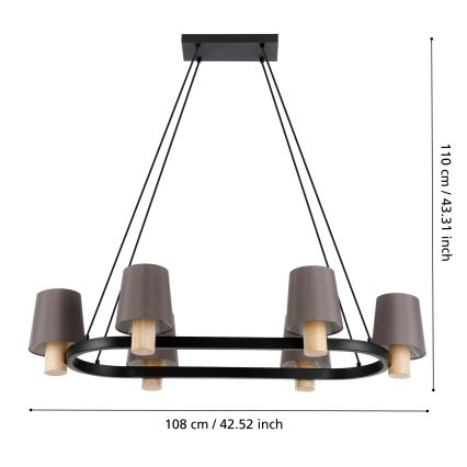 Eglo - Lestenec na vrvici 6xE27/40W/230V