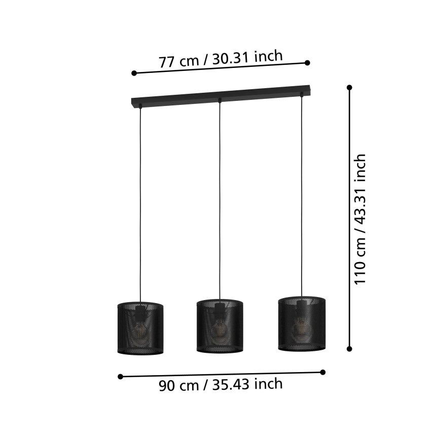 Eglo - Lestenec na vrvici 3xE27/40W/230V