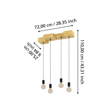 Eglo - Lestenec na vrvici 4xE27/40W/230V