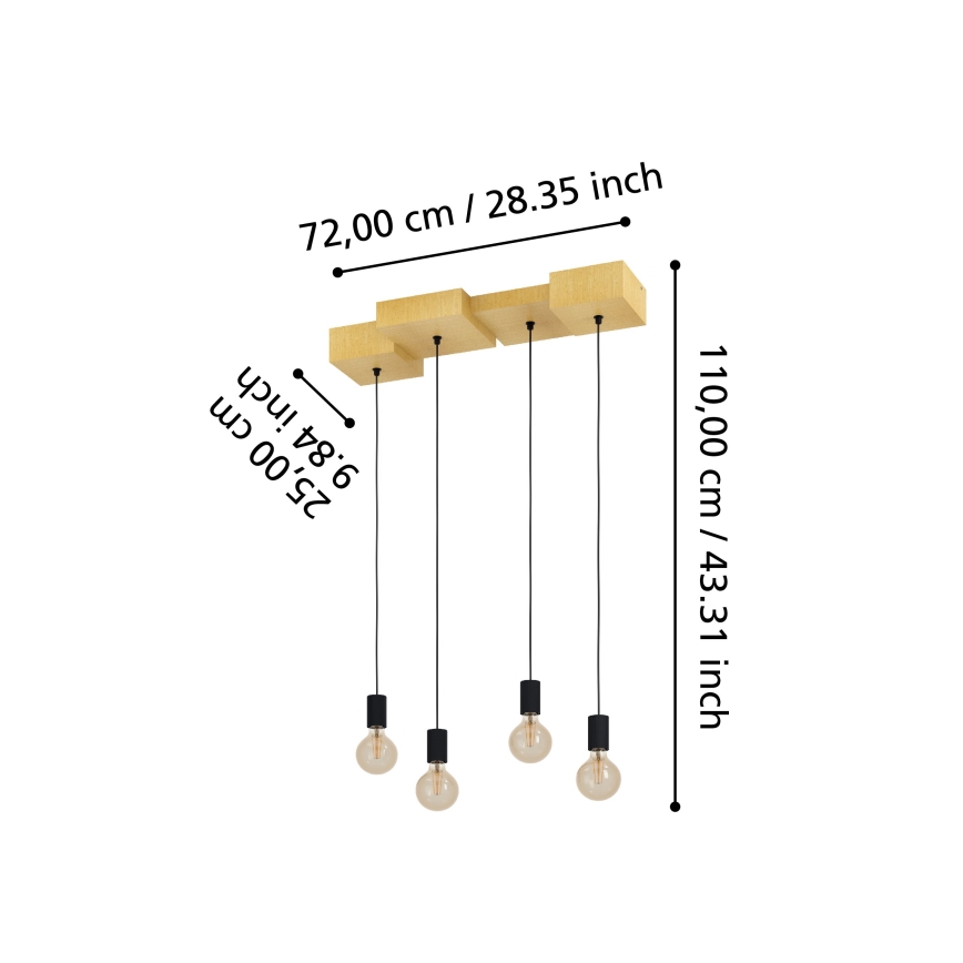 Eglo - Lestenec na vrvici 4xE27/40W/230V