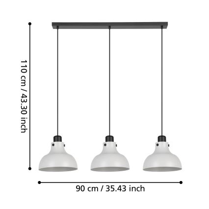 Eglo - Lestenec na vrvici 3xE27/40W/230V