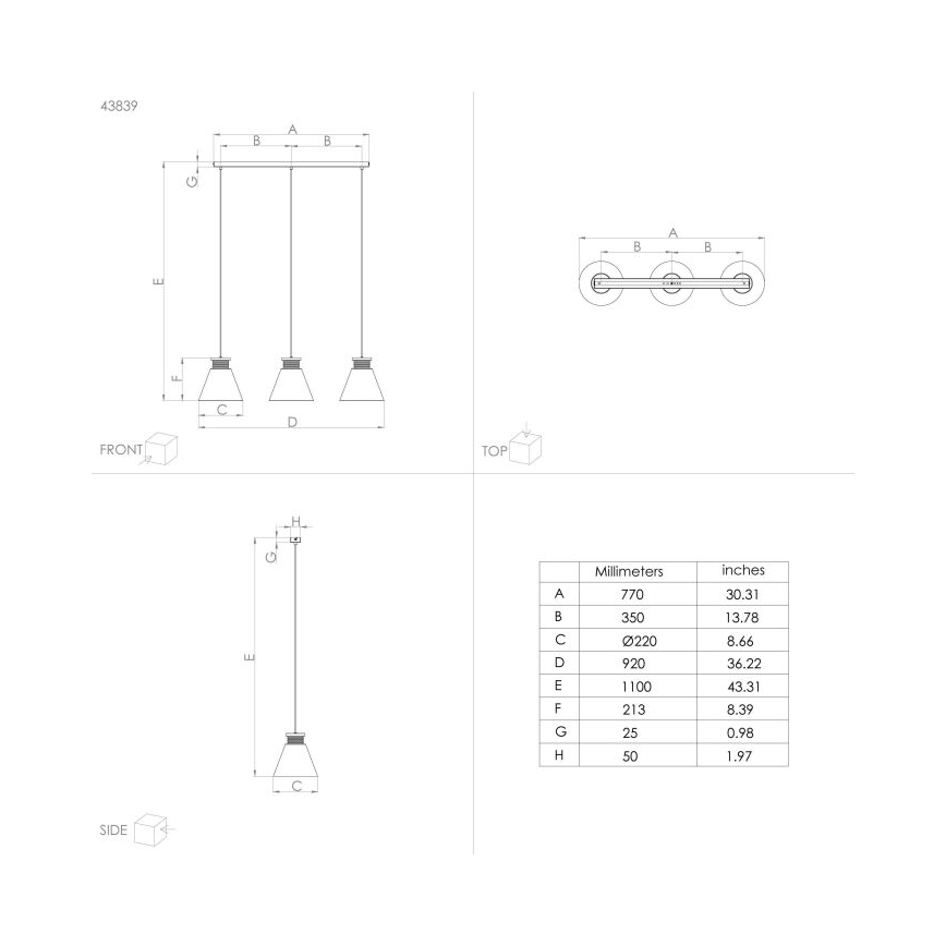 Eglo - Lestenec na vrvici 3xE27/40W/230V