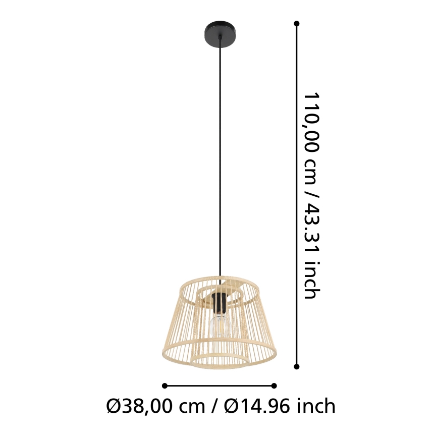 Eglo 43852 - Lestenec na vrvici HYKEHAM 1xE27/40W/230V
