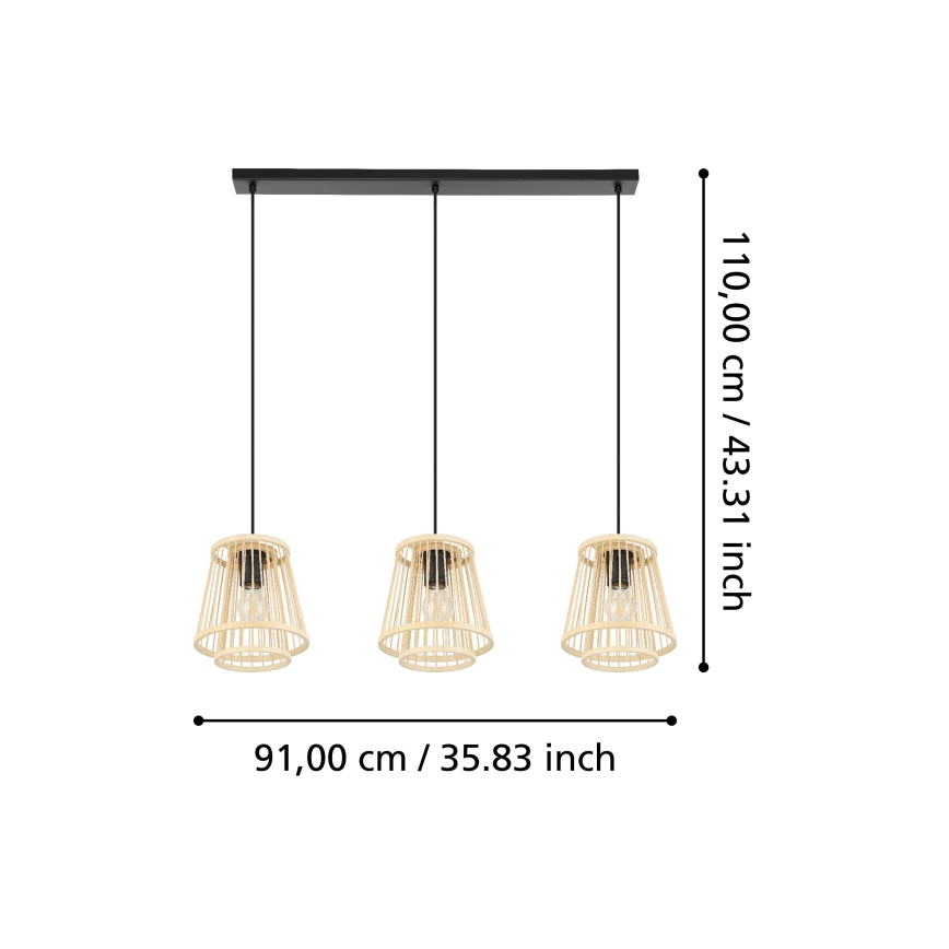 Eglo - Lestenec na vrvici 3xE27/40W/230V