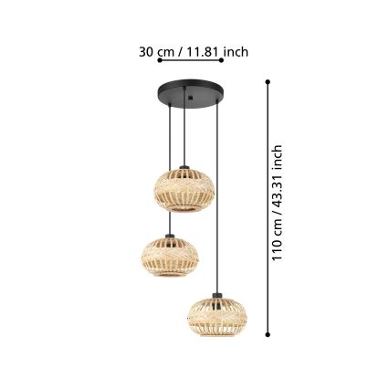 Eglo - Lestenec na vrvici 3xE27/40W/230V pr. 48 cm