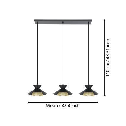 Eglo - Lestenec na vrvici 3xE27/40W/230V