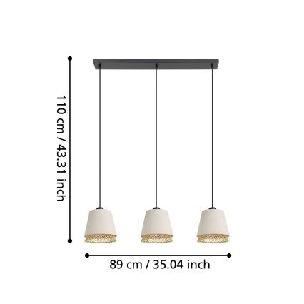 Eglo - Lestenec na vrvici 3xE27/40W/230V