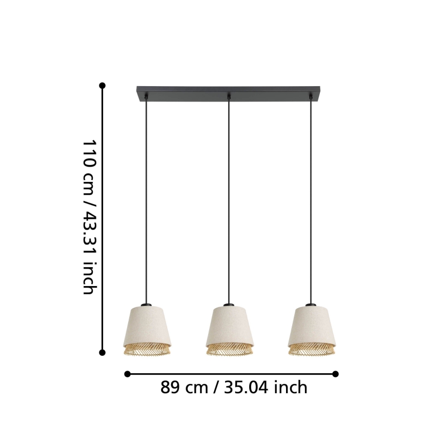 Eglo - Lestenec na vrvici 3xE27/40W/230V
