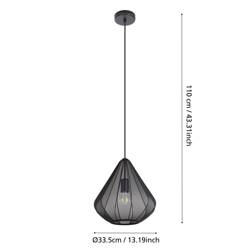 Eglo - Lestenec na vrvici 1xE27/40W/230V pr. 33,5 cm črna
