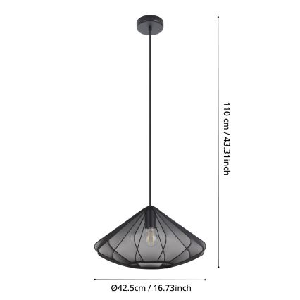 Eglo - Lestenec na vrvici 1xE27/40W/230V pr. 42,5 cm črna