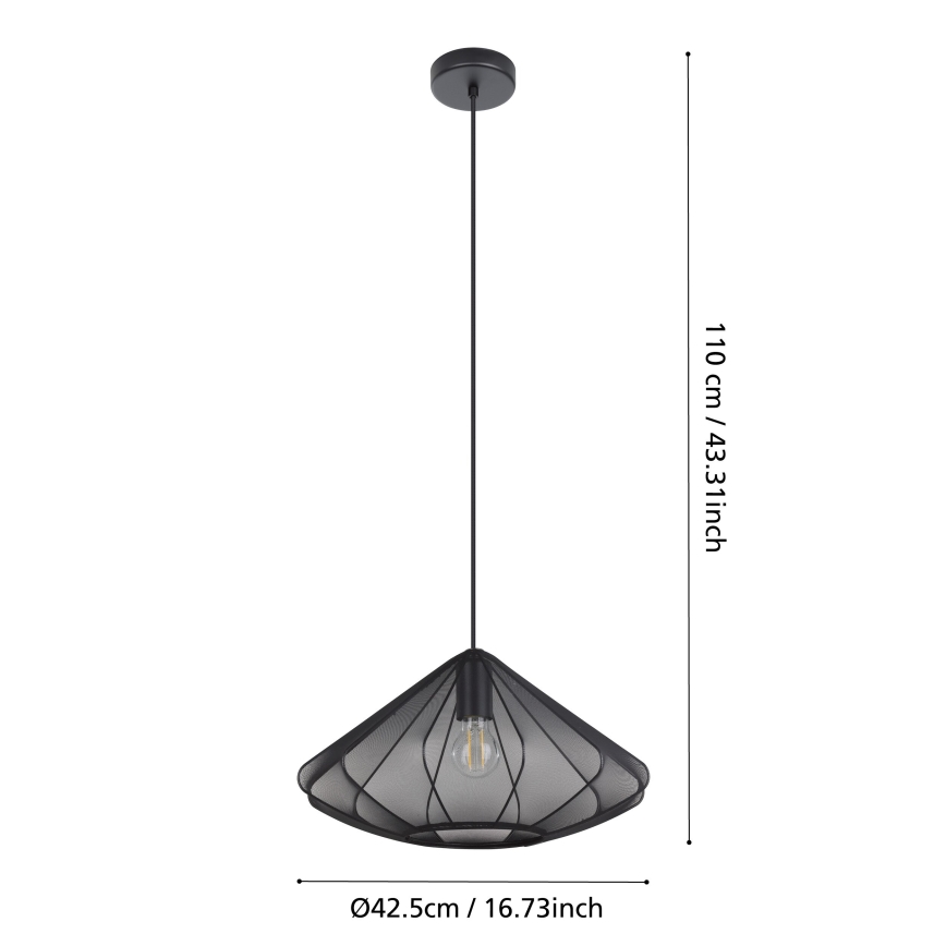Eglo - Lestenec na vrvici 1xE27/40W/230V pr. 42,5 cm črna