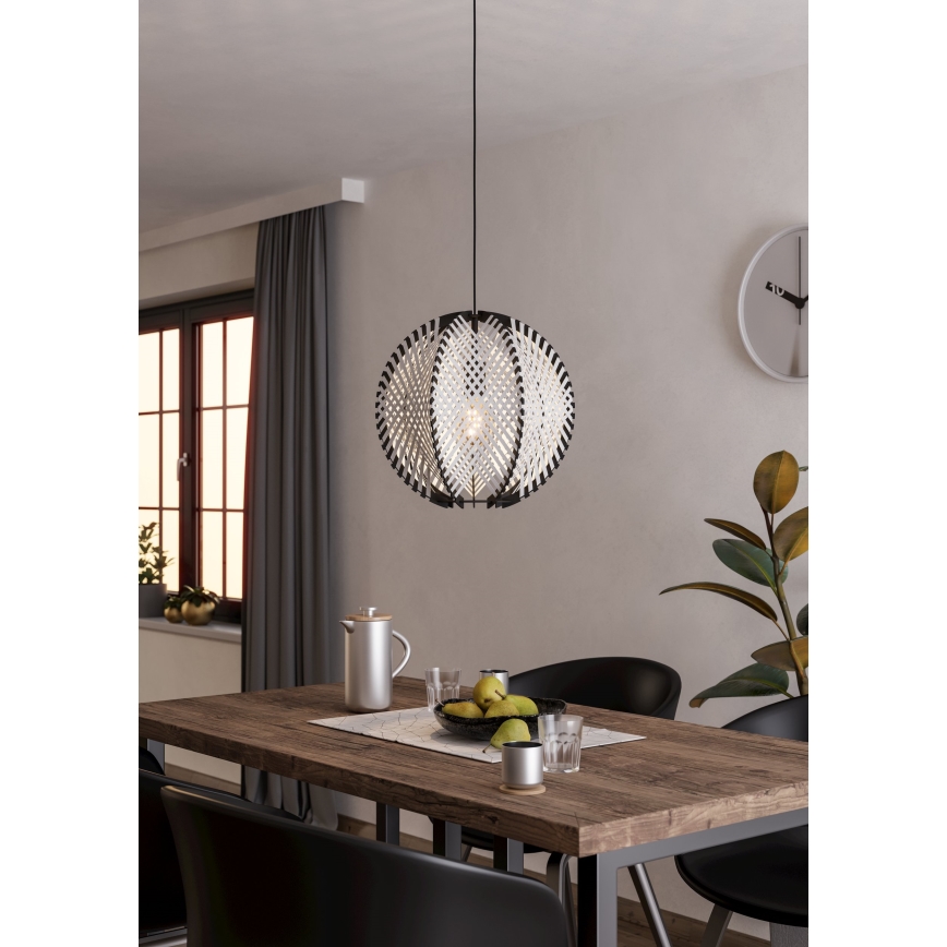 Eglo - Lestenec na vrvici 1xE27/40W/230V pr. 40 cm bela/črna