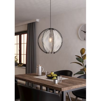 Eglo - Lestenec na vrvici 1xE27/40W/230V pr. 48 cm bela/črna