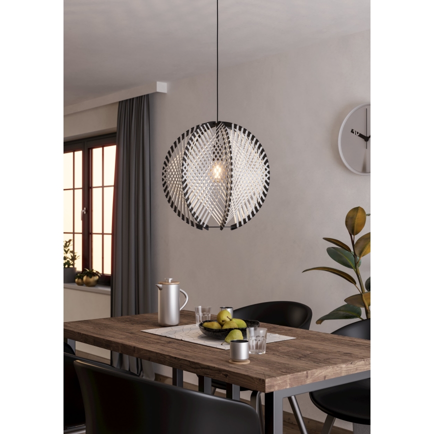 Eglo - Lestenec na vrvici 1xE27/40W/230V pr. 48 cm bela/črna