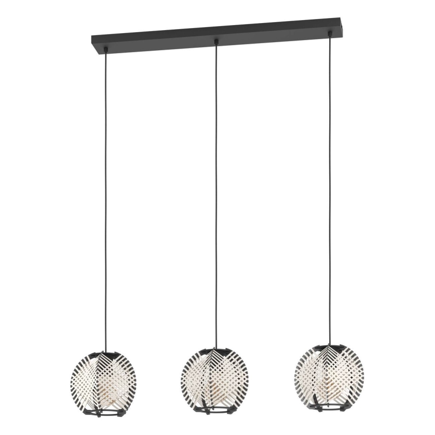 Eglo - Lestenec na vrvici 3xE27/40W/230V bela/črna