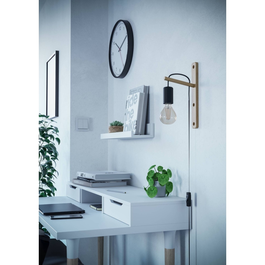 Eglo - Stenska svetilka 1xE27/10W/230V guma fig rjava/črna