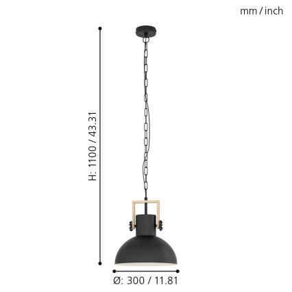 Eglo - Lestenec na verigi 1xE27/28W/230V - FSC certifikat