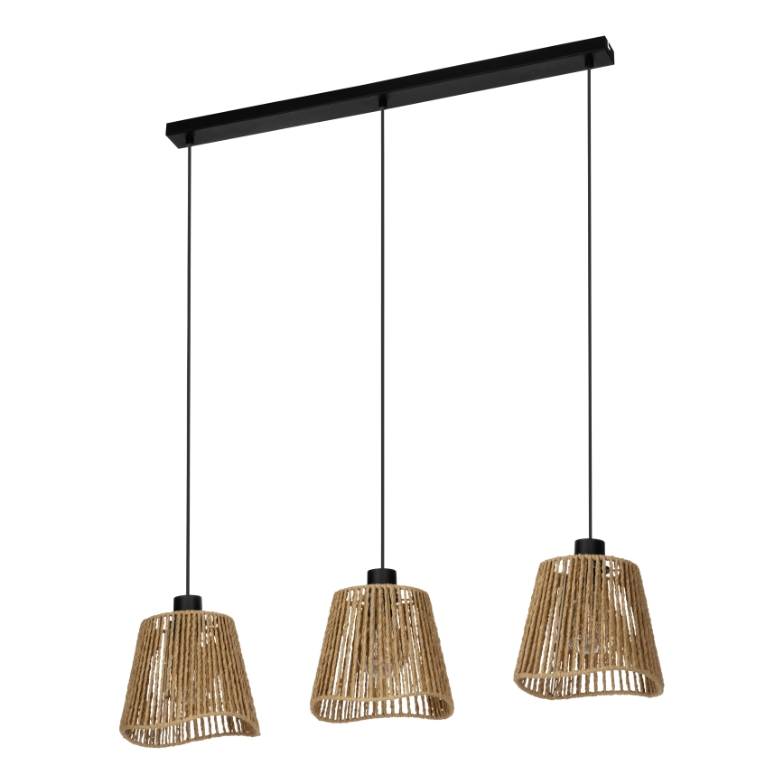 Eglo - Lestenec na vrvici 3xE27/60W/230V rjava