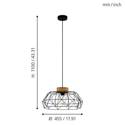 Eglo - Lestenec na vrvici 1xE27/60W/230V