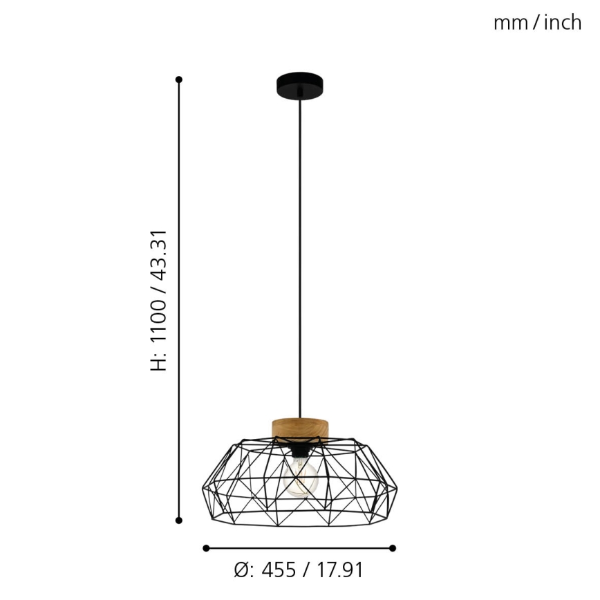 Eglo - Lestenec na vrvici 1xE27/60W/230V