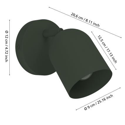 Eglo - Stensko točkovno svetilo 1xE14/40W/230V zeleno
