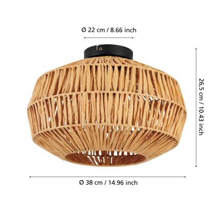Eglo - stropno svetilo 1xE27/40W/230V, premer 38 cm, rjavo