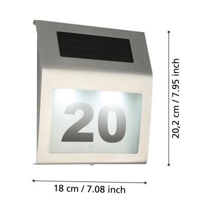 Eglo 48875 - LED Solarna hišna številka LED/1,2W/1,2V IP44 mat krom