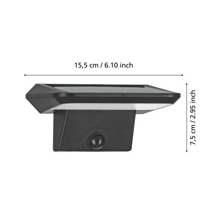Eglo - LED Solarna stenska svetilka s senzorjem LED/20W/3,7V 2000 mAh IP44
