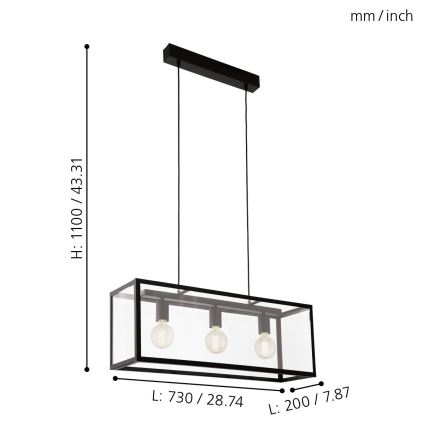 Eglo - Lestenec 3xE27/60W/230V